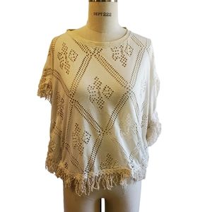 Jolt Boho‎ Poncho Style Top With Fringe Size L